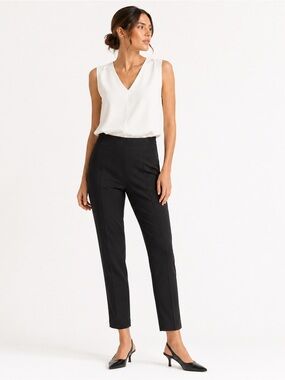 2/$35 Adrianna Papell Black Pull-On Career Pants Size 8 Office Business Casual